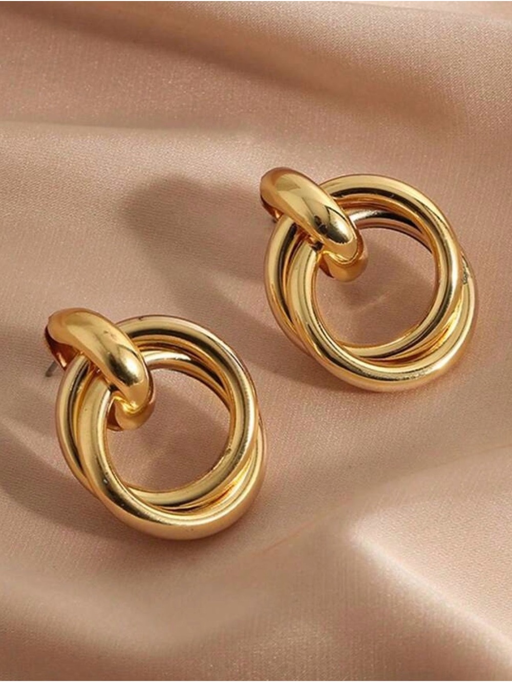 Gold Double-Ring Hoop Earrings